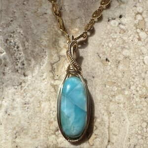 14k Gold Filled Larimar Necklace Pendant